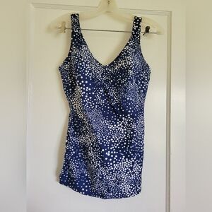 Vintage Rose Marie Reid Navy Polka Dot One piece swimsuit
